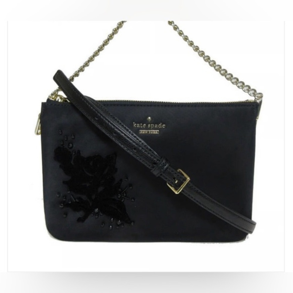 NWT Rare KATE SPADE NEW YORK MADELYNE Down Place Embellished Crossbody Bag Black